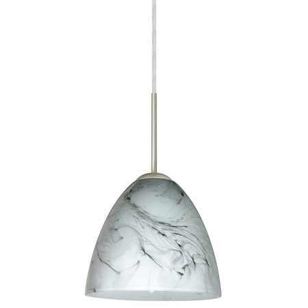 Besa Lighting Vila Cord Pendant, Marble Grigio, Satin Nickel Finish, 1x60W Incandescent 1JT-4470MG-SN